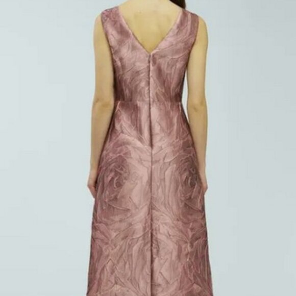 Kay Unger Rose Gold Black Hazel Metallic Sleeveless Maxi Jumpsuit - Picture 4 of 5